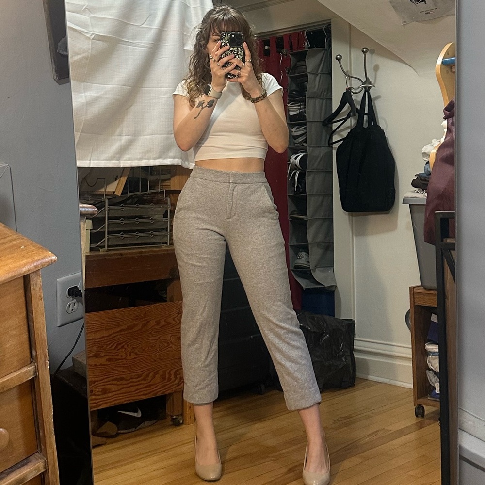 J. Crew Gray Wool-Blend Trousers